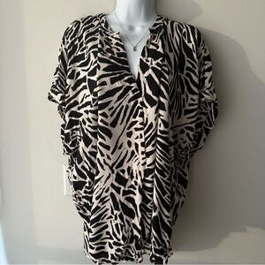 H&M Zebra Print V-Neck Blouse Top XXL NWT